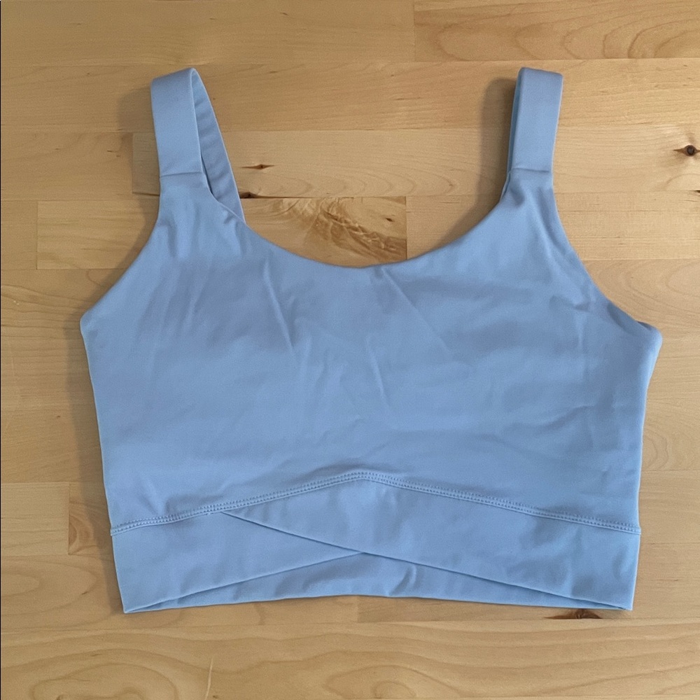 Halara longline crossover front Light Blue Cropped sports bra Top